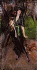 Giovanni Boldini Portrait of a Lady, Lina Bilitis, with Two Pekinese painting